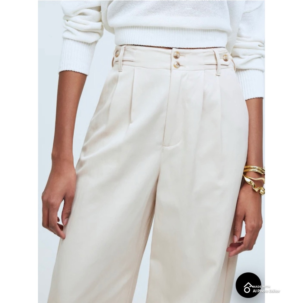 Madewell The Harlow Wide Leg Pant in Harvest Moon Size 16 NWT Beige Off White - Picture 4 of 17